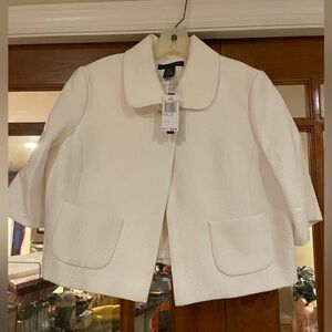 Ladies white Grace Elements cropped jacket with 3/4 length sleeves size 12